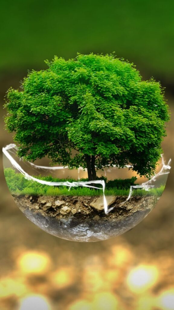 Foto Baum in Kristallschale mit Canva erstellt
