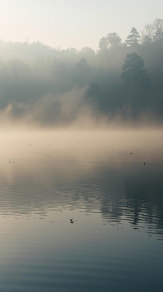 Foto See im Nebel mit Canva erstellt